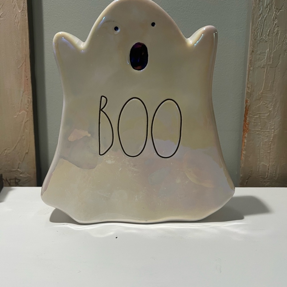 Rae Dunn Ceramic Ghost Decor with 'Boo' Text